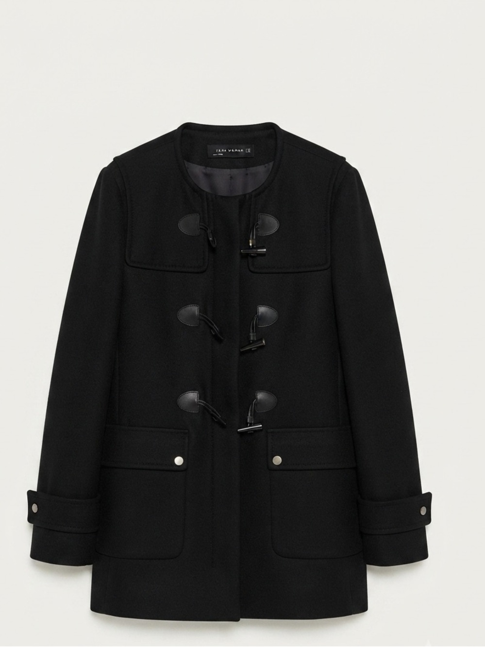 Zara Black Toggle Coat Gold Hardware Duffle Jacket Size XL